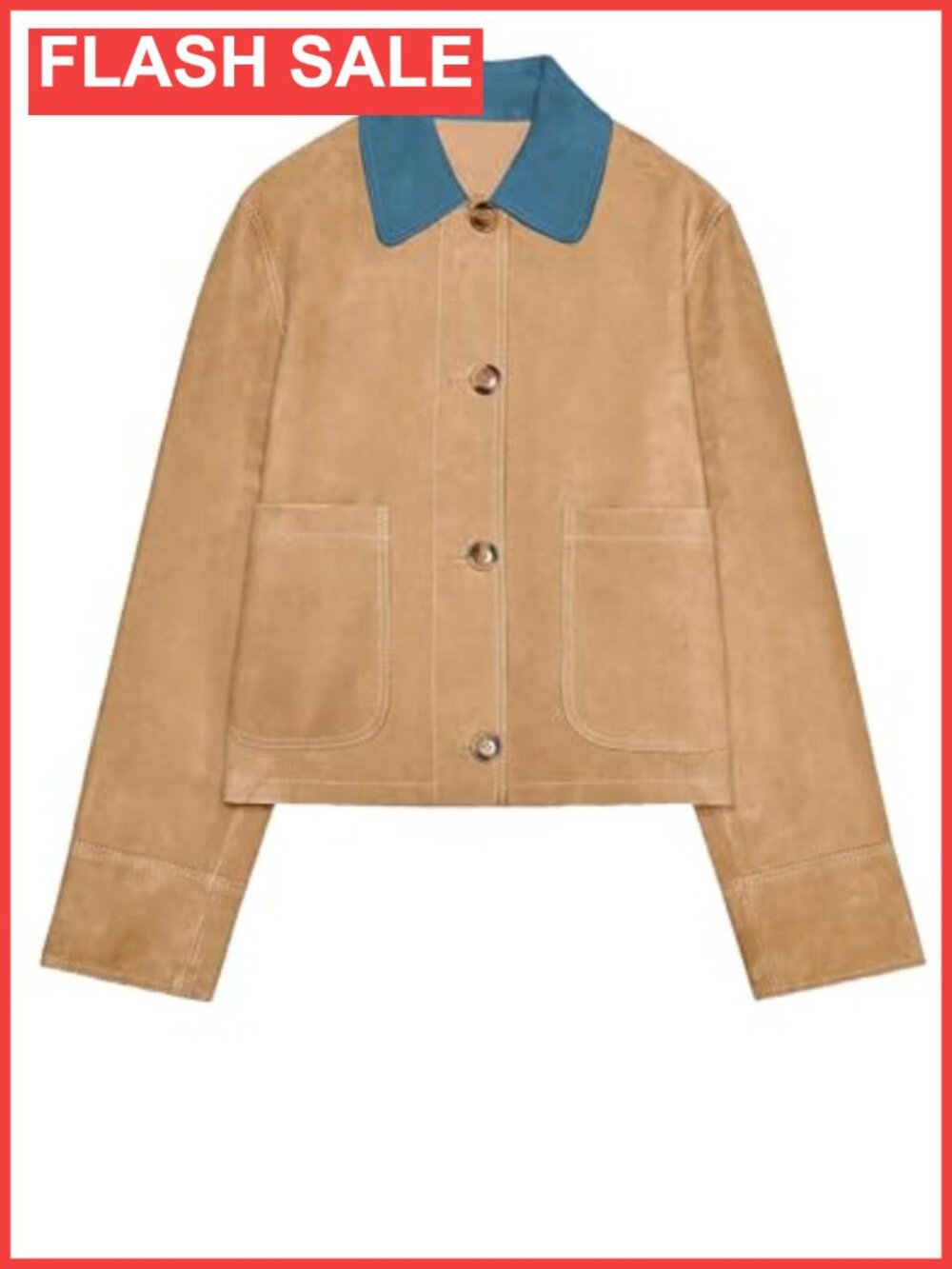 Faux Suede Button Down Shacket Cropped Jacket with Pockets